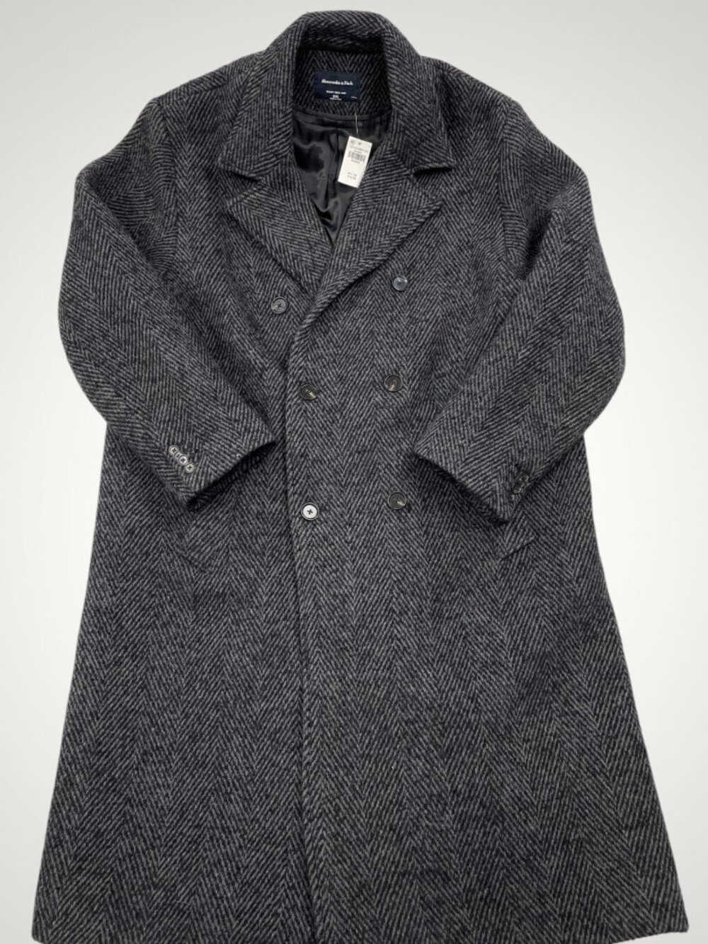 Abercrombie & Fitch Herringbone Tweed Wool Overcoat Coat Jacket Men’s XXL NEW